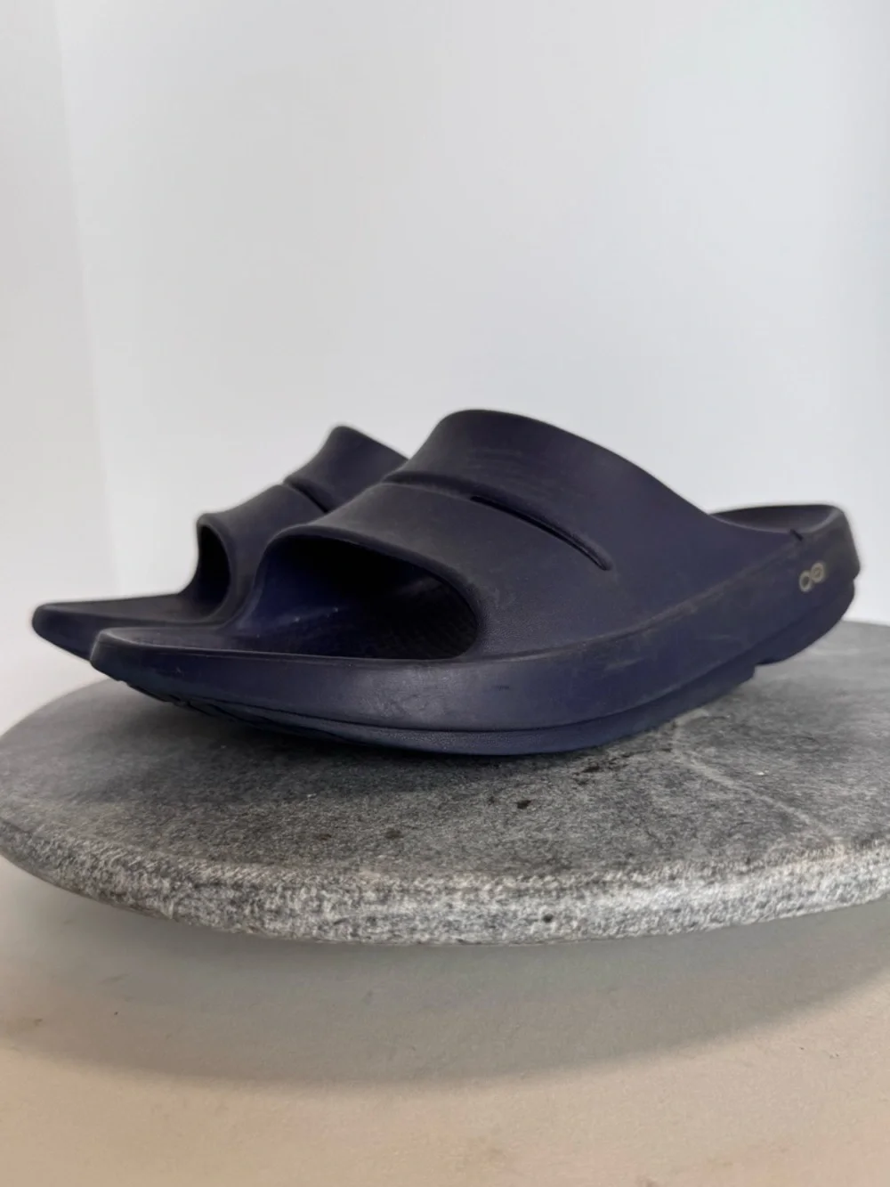 Oofos Ooaahh Navy Blue Rubber Slides Sandals Shoes 42
